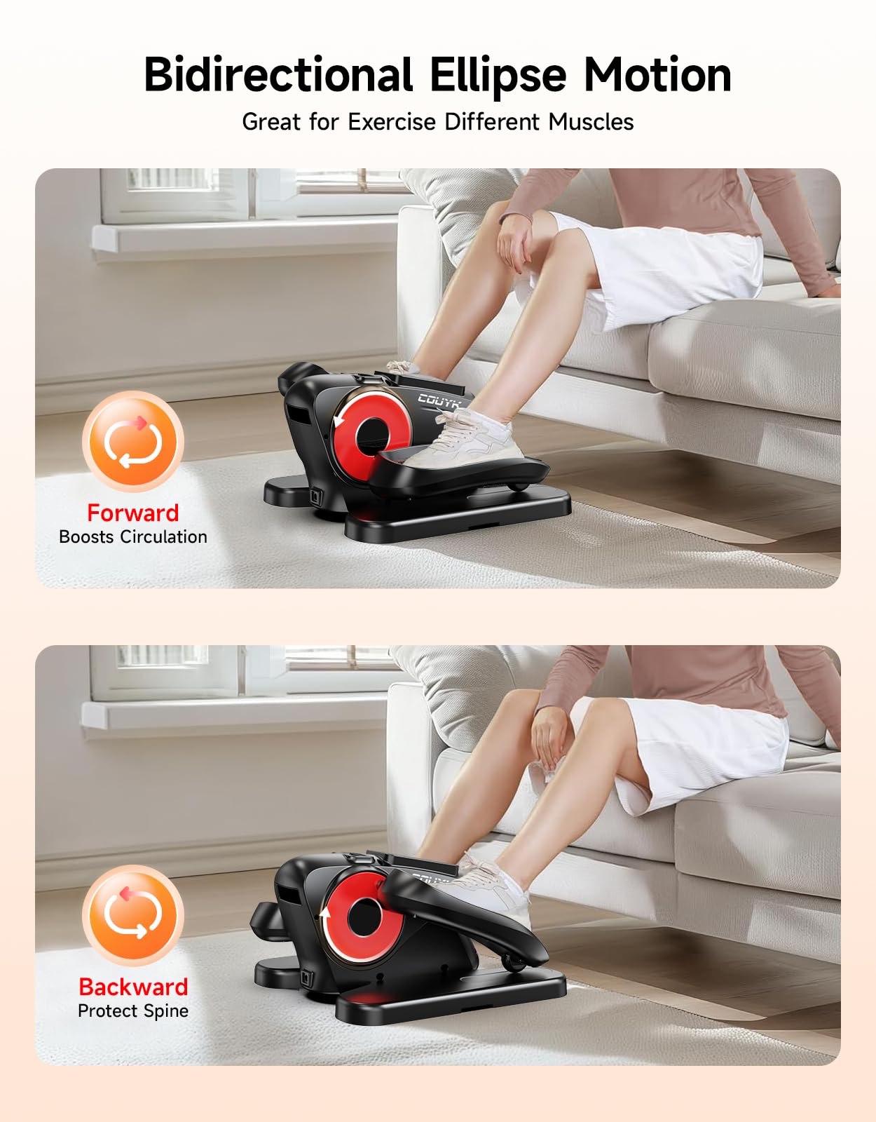 Under Desk Elliptical Machine - Quiet Portable Leg Exerciser for Seniors & Adults with LCD Display, Non-Slip Foot Straps, Remote Control & 12 Speed Levels | Home Office Workout Equipment for Sedentary Lifestyle