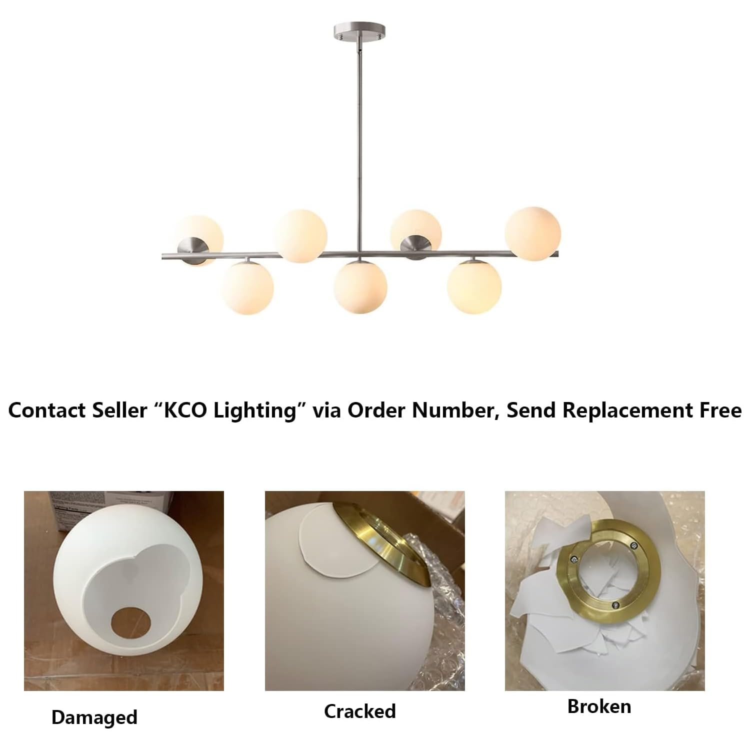 Modern Silver Sputnik Chandelier with Frosted White Glass Globes - Adjustable Pendant Ceiling Light for Dining Room, Living Room, Kitchen | Elegant Lighting Fixture for Home Decor & Interior Design