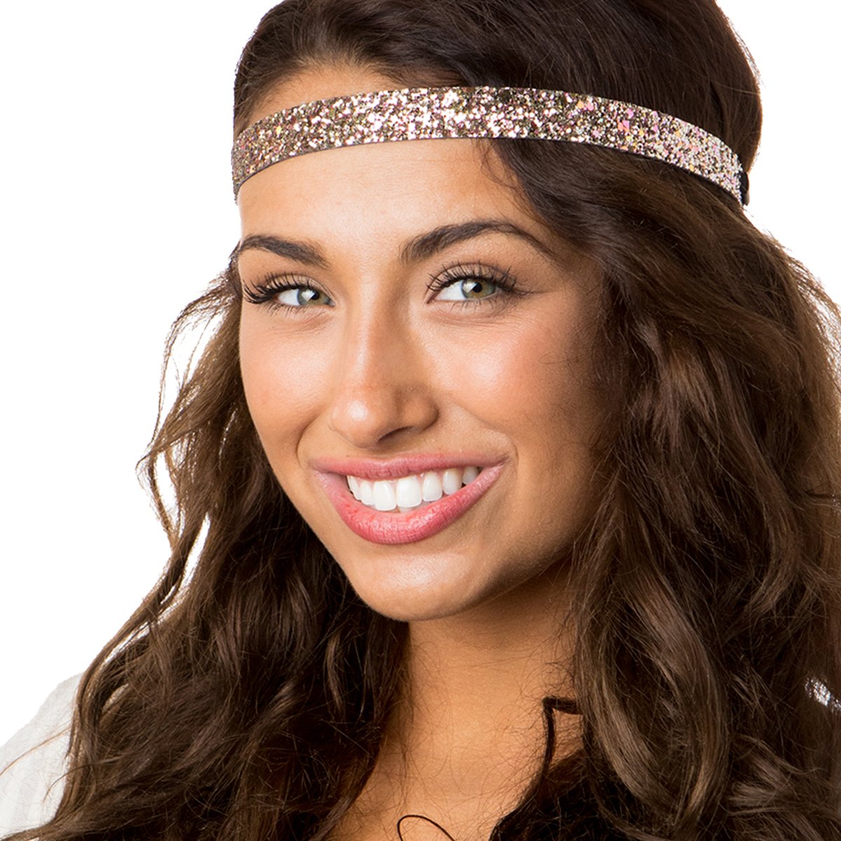 Sparkly Bling Mixed 3pk Adjustable No-Slip Headbands for Women, Girls & Teens - PETITE Size (Rose Gold Glitter) - Perfect for School, Sports, Work & Special Occasions