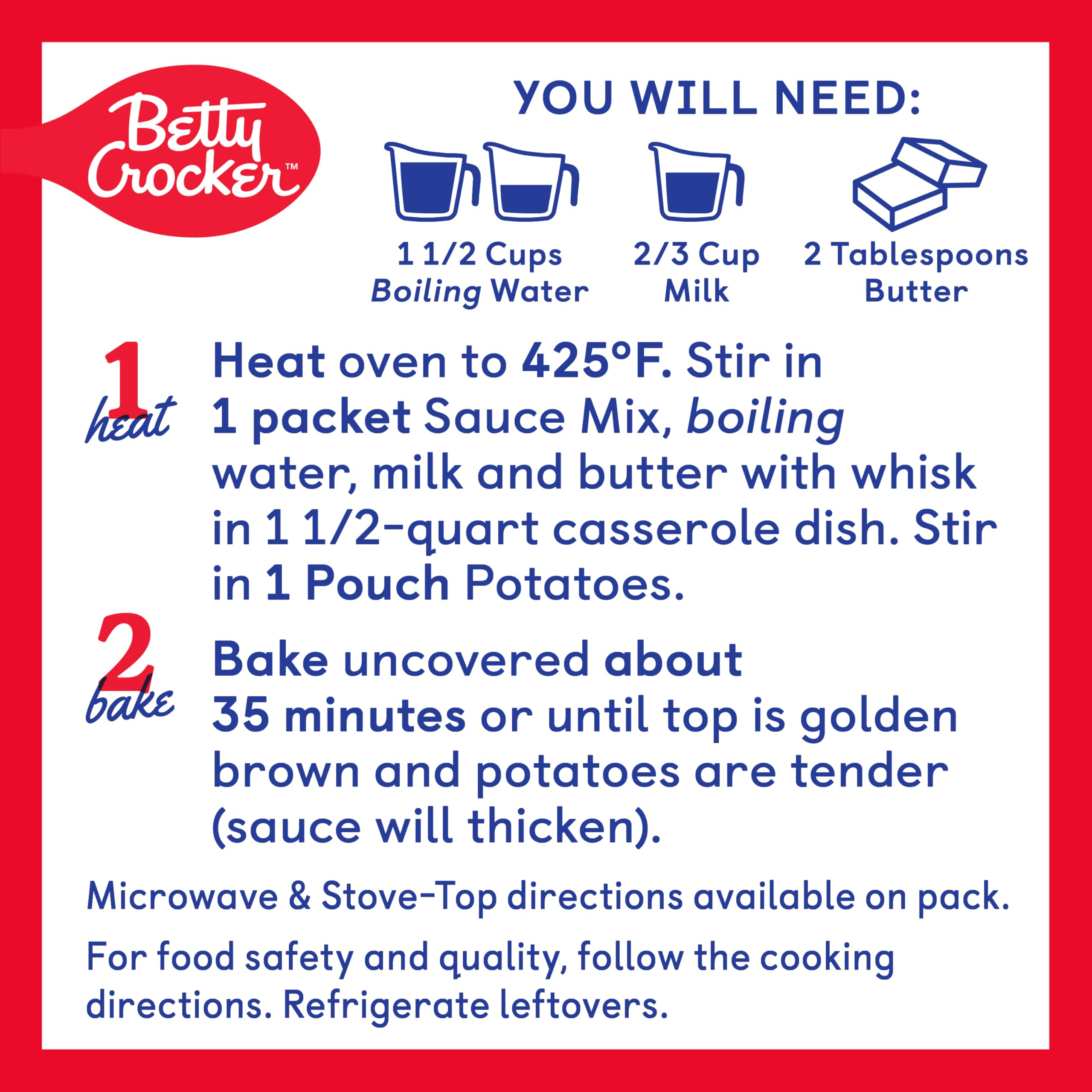 Betty Crocker Au Gratin Casserole Potatoes with Real Cheese - Twin Pack (8 oz Each) - Perfect for Family Dinners & Holiday Meals