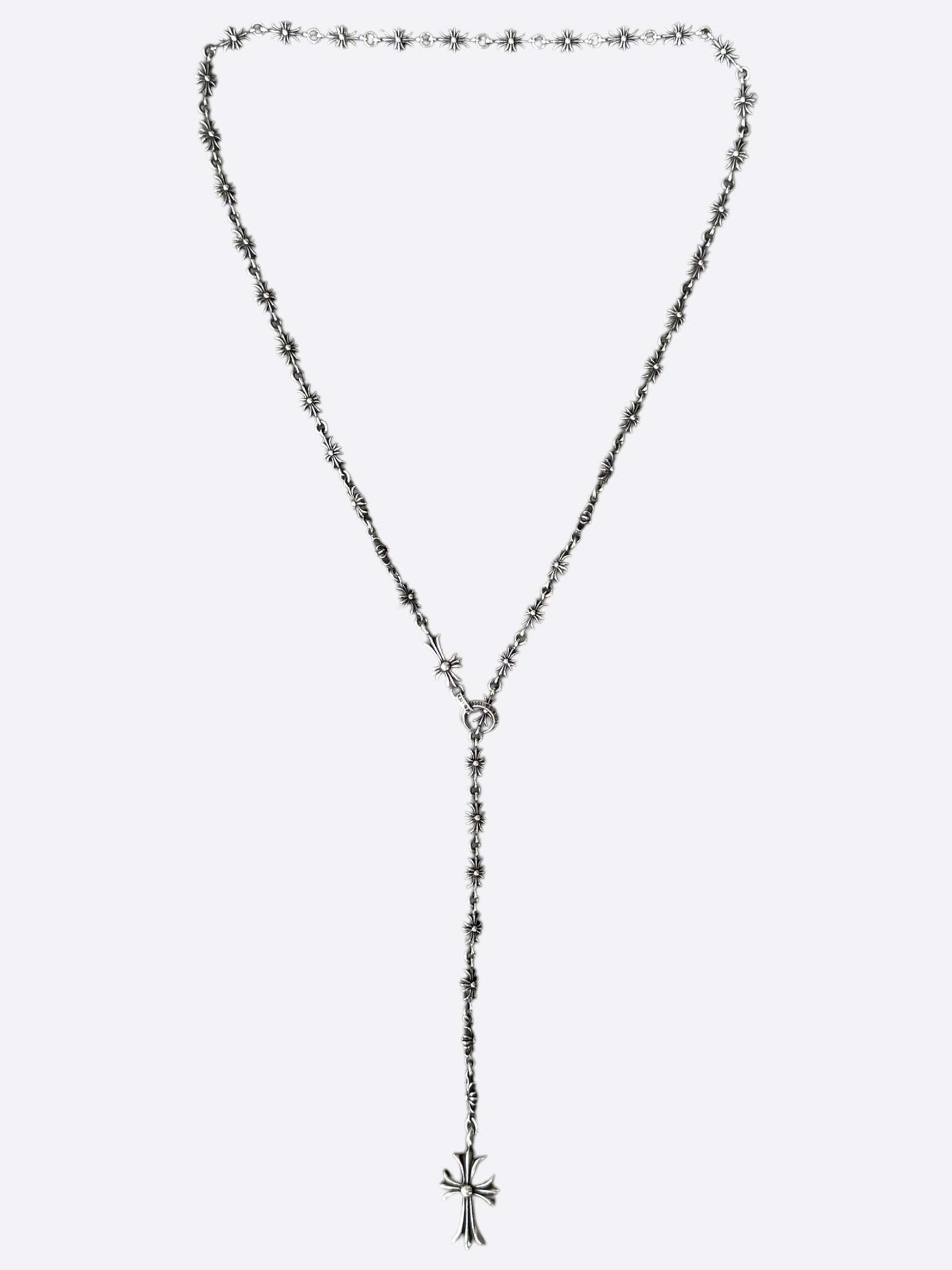 Chrome Hearts Sterling Silver Tiny E Chain Cross Pendant Necklace for Women & Men - Perfect for Gifts, Layering & Everyday Wear