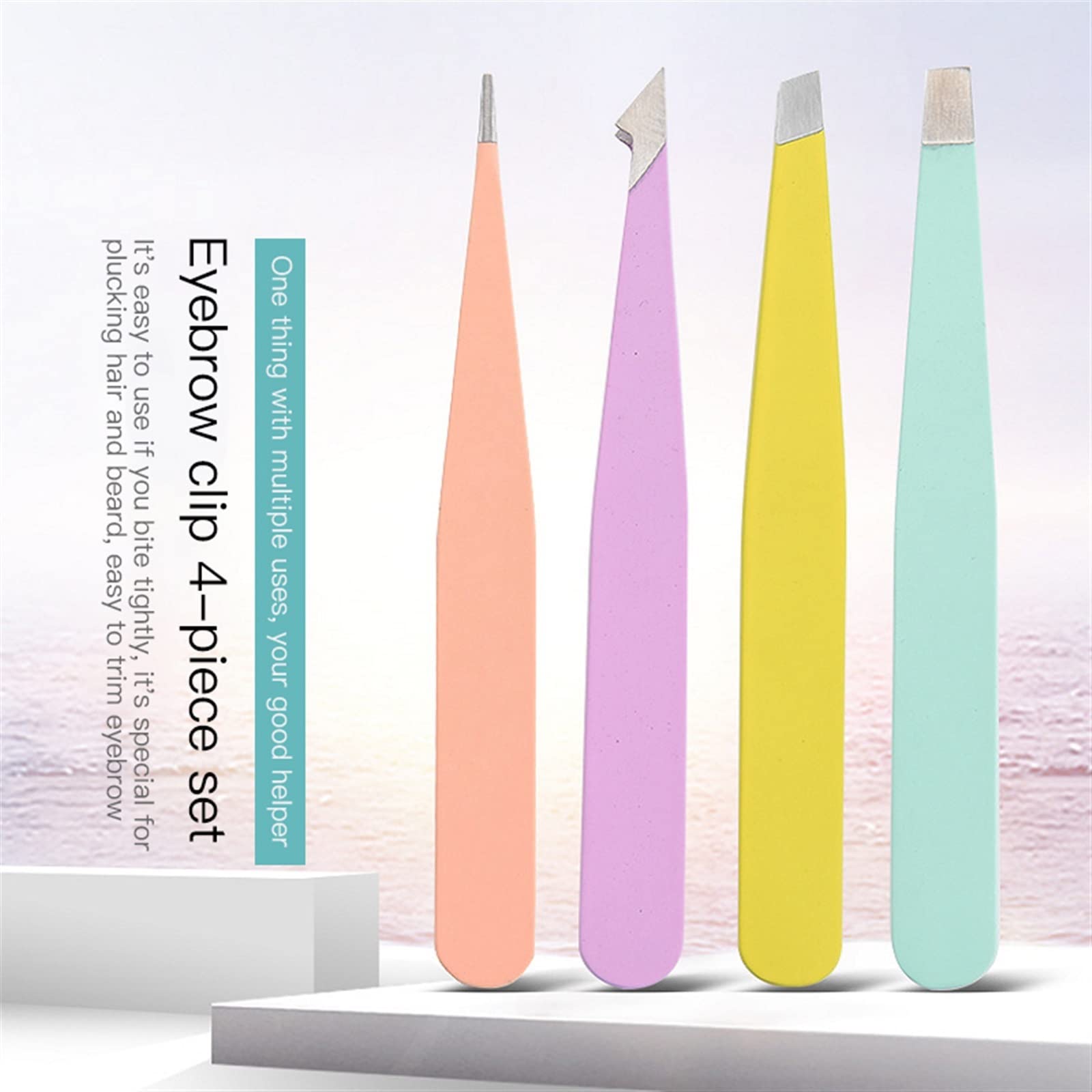Premium Stainless Steel Slanted Eyebrow Tweezers for Hair Removal - Fine Point Precision for Eyebrows, Facial & Body Hair - Beauty Makeup Tools & Accessories (02) - Perfect for Home, Salon & Travel Use