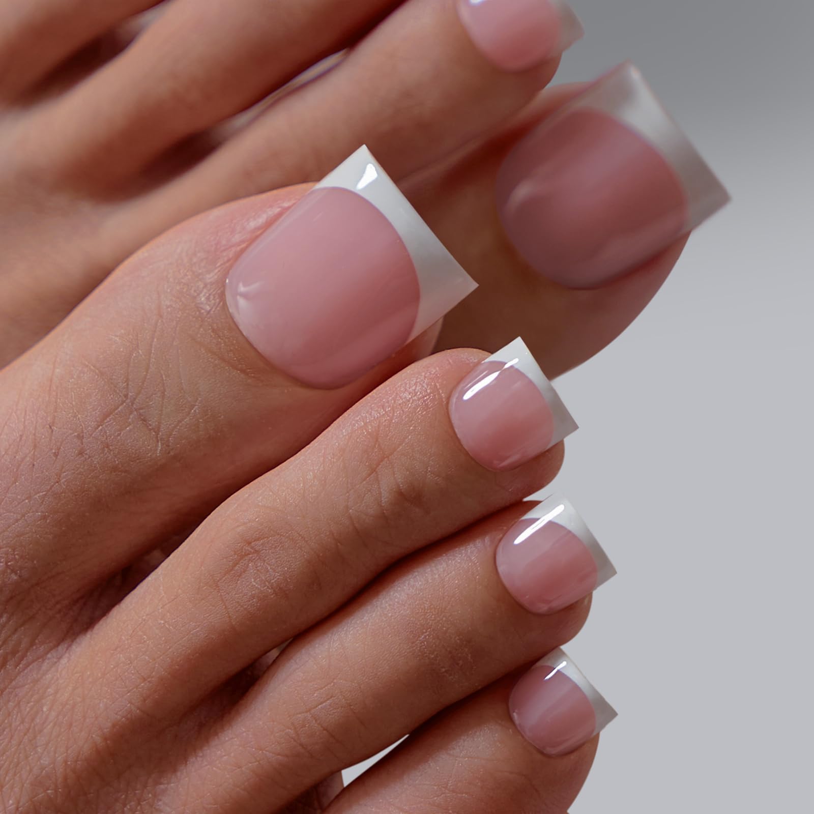 BTArtboxnails XCOATTIPS Toe Nail Tips - 150pcs Soak Off French Tip Press On Toenails for Women, Square Pink Fake Nails, 15 Sizes, UV/LED Curable, Requires Builder Gel & Top Coat - Perfect for Pedicures, Nail Art, and Home Manicures