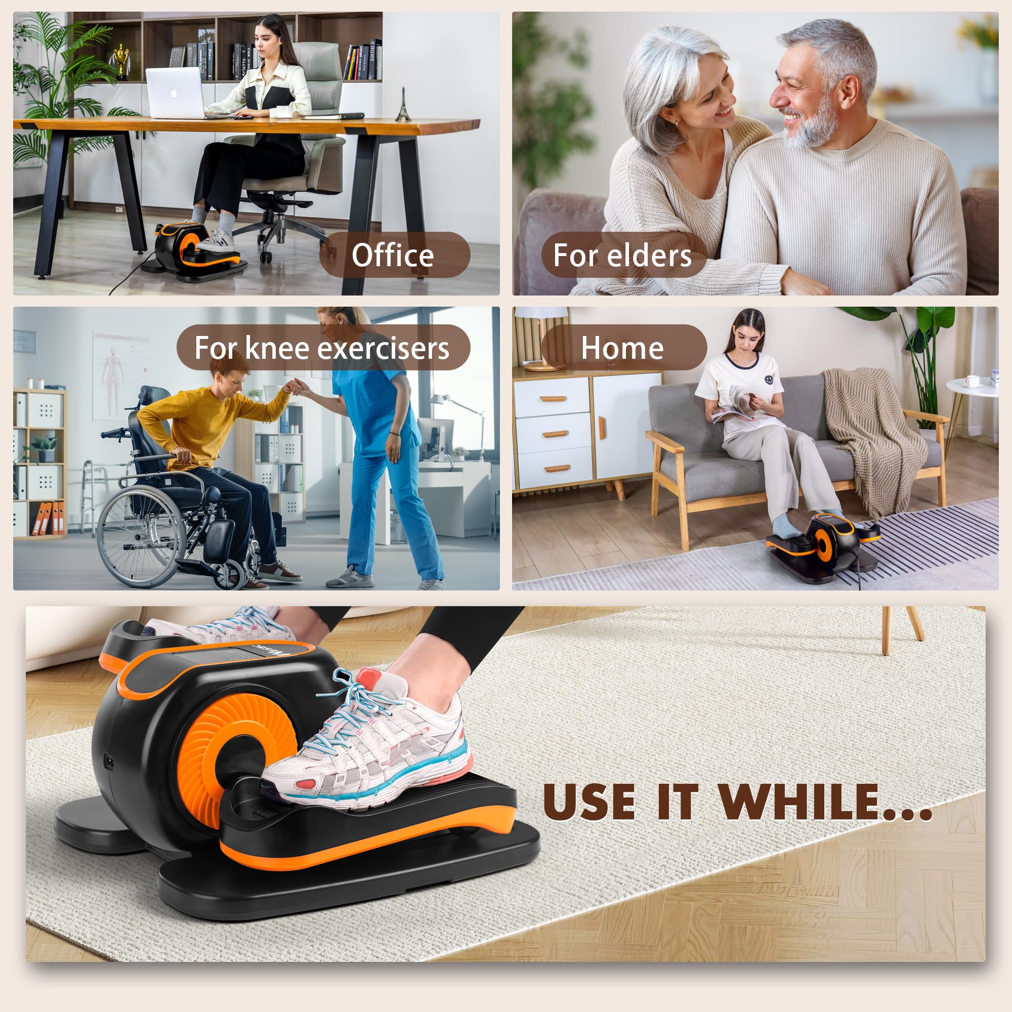 Under Desk Elliptical Machine - Quiet Seated Pedal Exerciser with Remote Control & 12 Speed Levels, Fully Assembled Leg Trainer for Home/Office Workout | Perfect for Sedentary Workers & Physical Therapy
