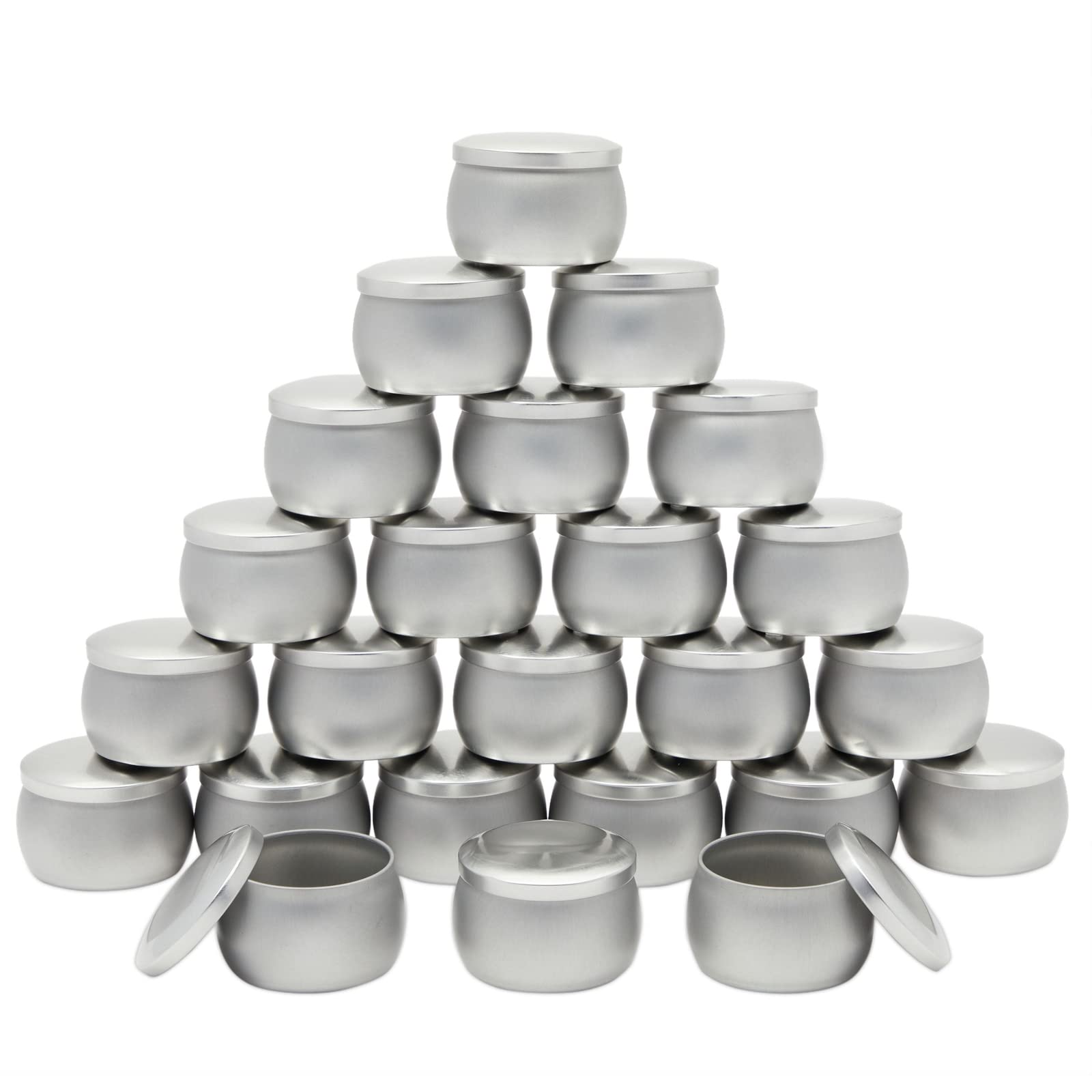 Bright Creations 24 Pack 4 oz Small Candle Tins with Lids - Round Metal Containers for DIY Candle Making, Wax Melts, Soap & Crafts (Silver, 3 x 2 Inch) - Perfect for Home Decor, Wedding Favors, Gift Packaging & Aromatherapy