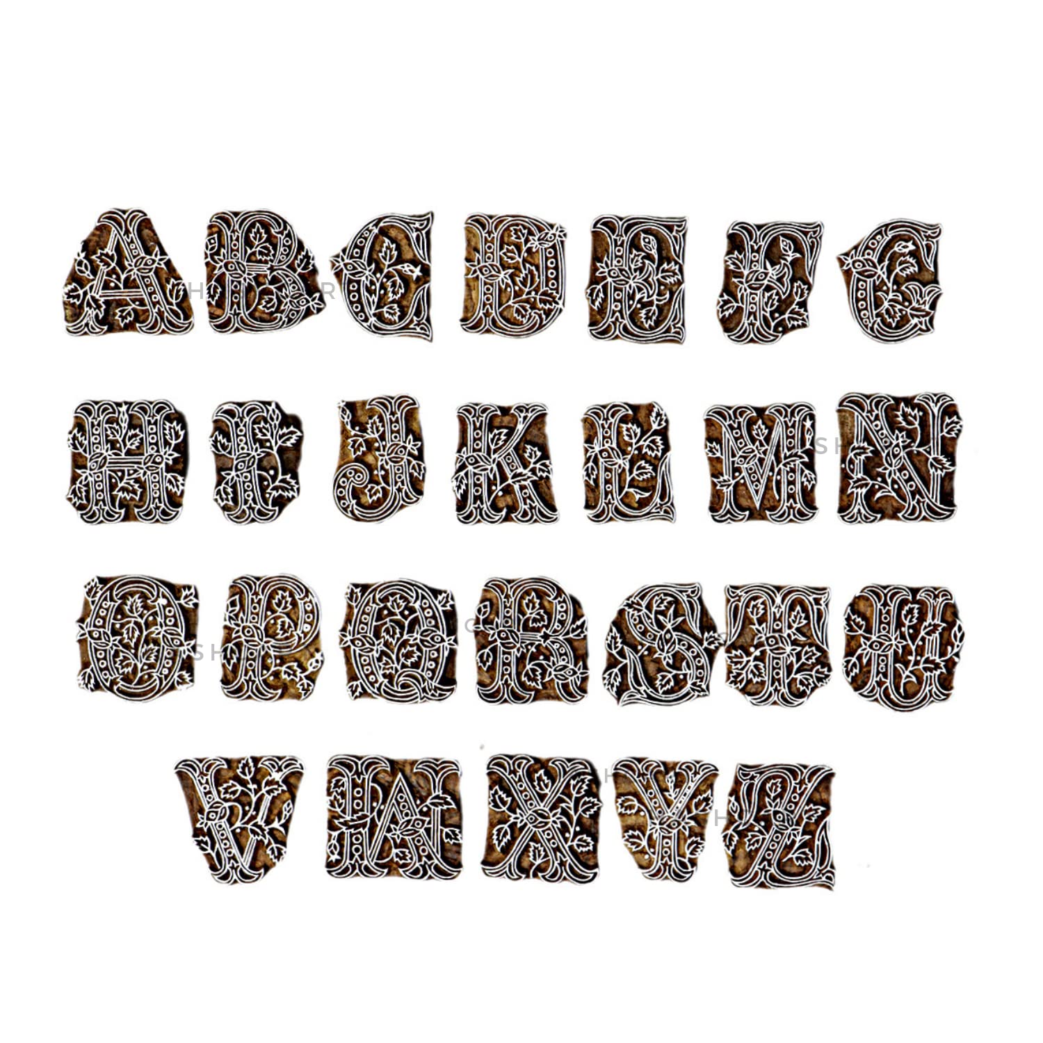 Hand Carved Wooden Block Stamps for Indian Textile Printing | Alphabet Letter Stamps for Fabric, Clay, Henna & DIY Crafts | Perfect for Fabric Printing, Scrapbooking & Home Decor Projects