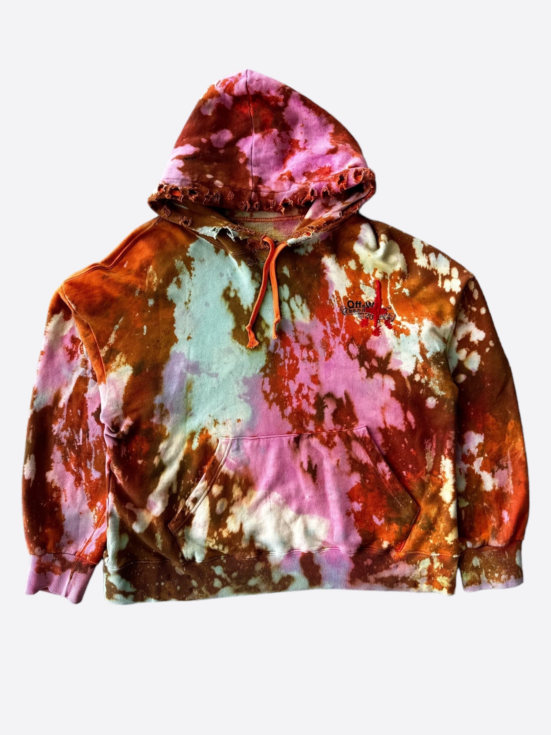 Chrome Hearts Off White CVTVLIST Orange Tie Dye Bleached Hoodie - Stylish Streetwear for Men & Women | Perfect for Casual Outfits, Music Festivals and Urban Fashion