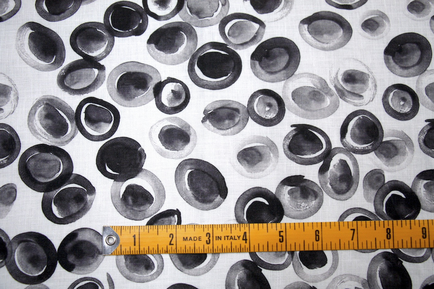 Black Jelly Spot Printed Linen Fabric - Soft & Breathable Material for Dresses, Curtains & Home Decor