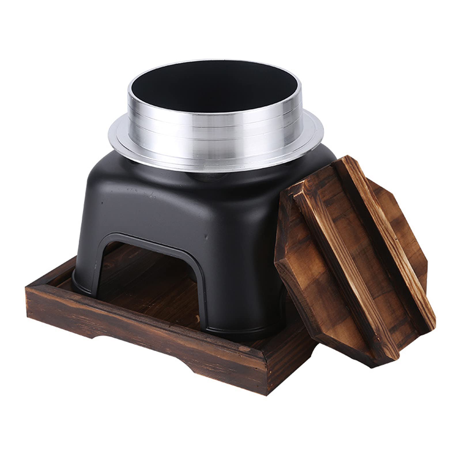 Premium Aluminum Alloy Camping Cookware Set - Lightweight Outdoor Cooking Pot with Alcohol Stove, Rice Steamer & Wooden Lid for Backpacking, Hiking, Picnics & Survival Gear | Compact Portable Cookware for Camping Trips, Emergency Preparedness & Outdoor Adventures