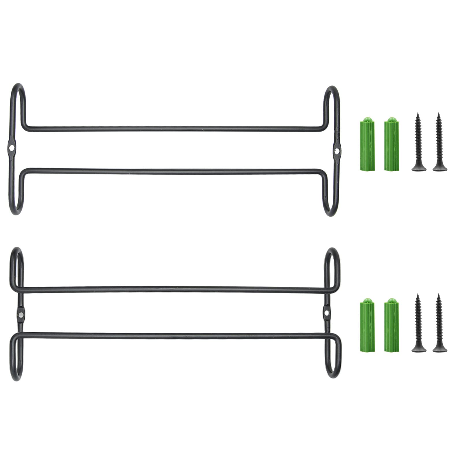 10 Inch Under Cabinet Wine Glass Rack - Stemware Storage Hanger & Organizer with Drying Function - Heavy Duty Metal Kitchen & Bar Accessories (Set of 2, Black) - Perfect for Small Spaces, Wine Cellars & Home Bars