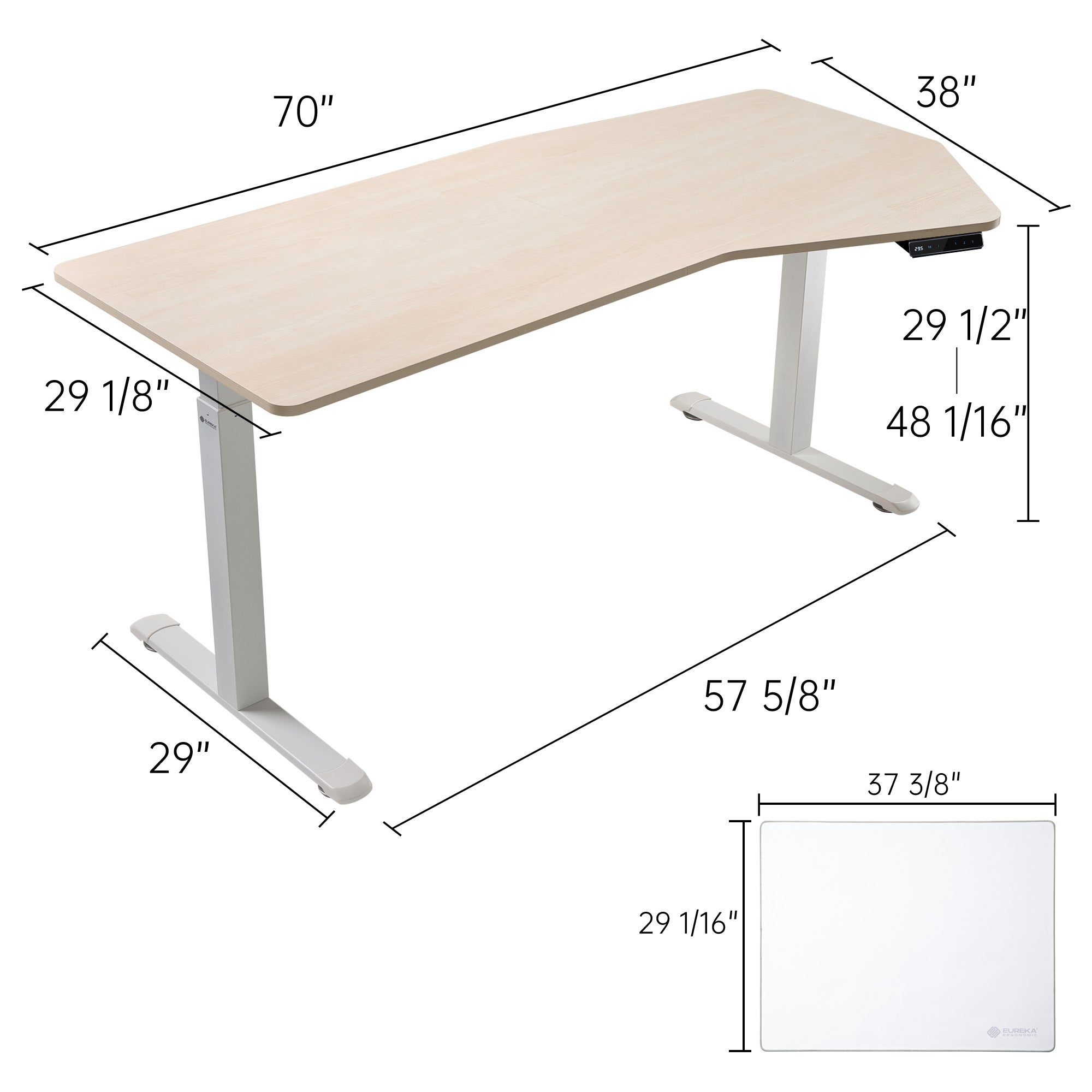 Ergonomic Standing Desk with Unique Design - 70x29 Inches Adjustable Height for Home & Office - Perfect for Work, Study, and Gaming Setup
