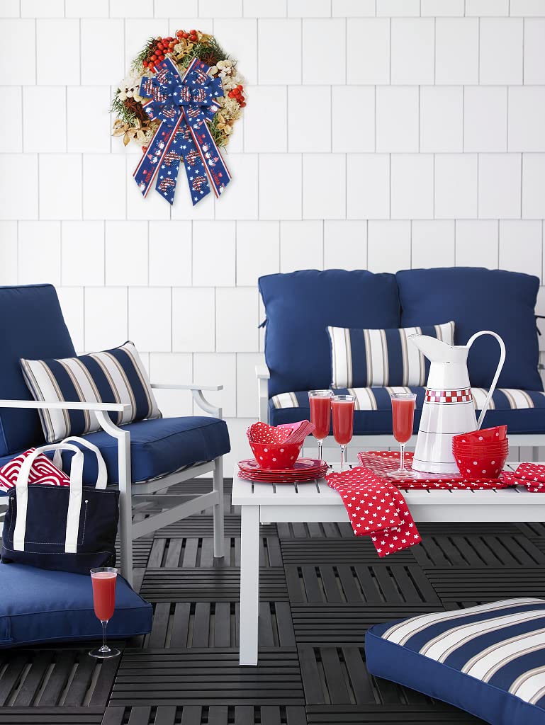 USA Patriotic 4th of July Wired Ribbon for Wreaths, Bows, Gift Wrapping & DIY Crafts - 2.4