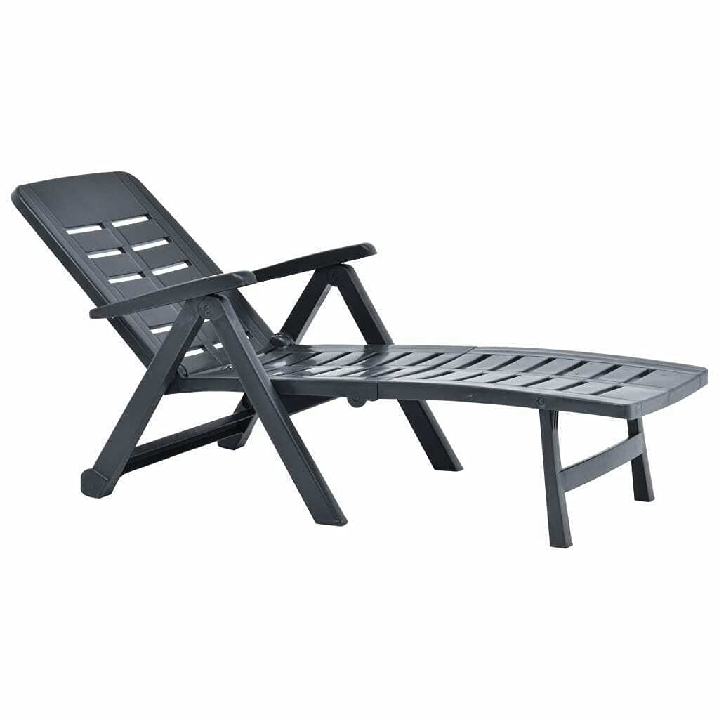 Premium Folding Sun Lounger Chair - Extra Large Reclining Outdoor Patio Furniture for Garden, Poolside & Beach - Durable Plastic in Sleek Anthracite Gray