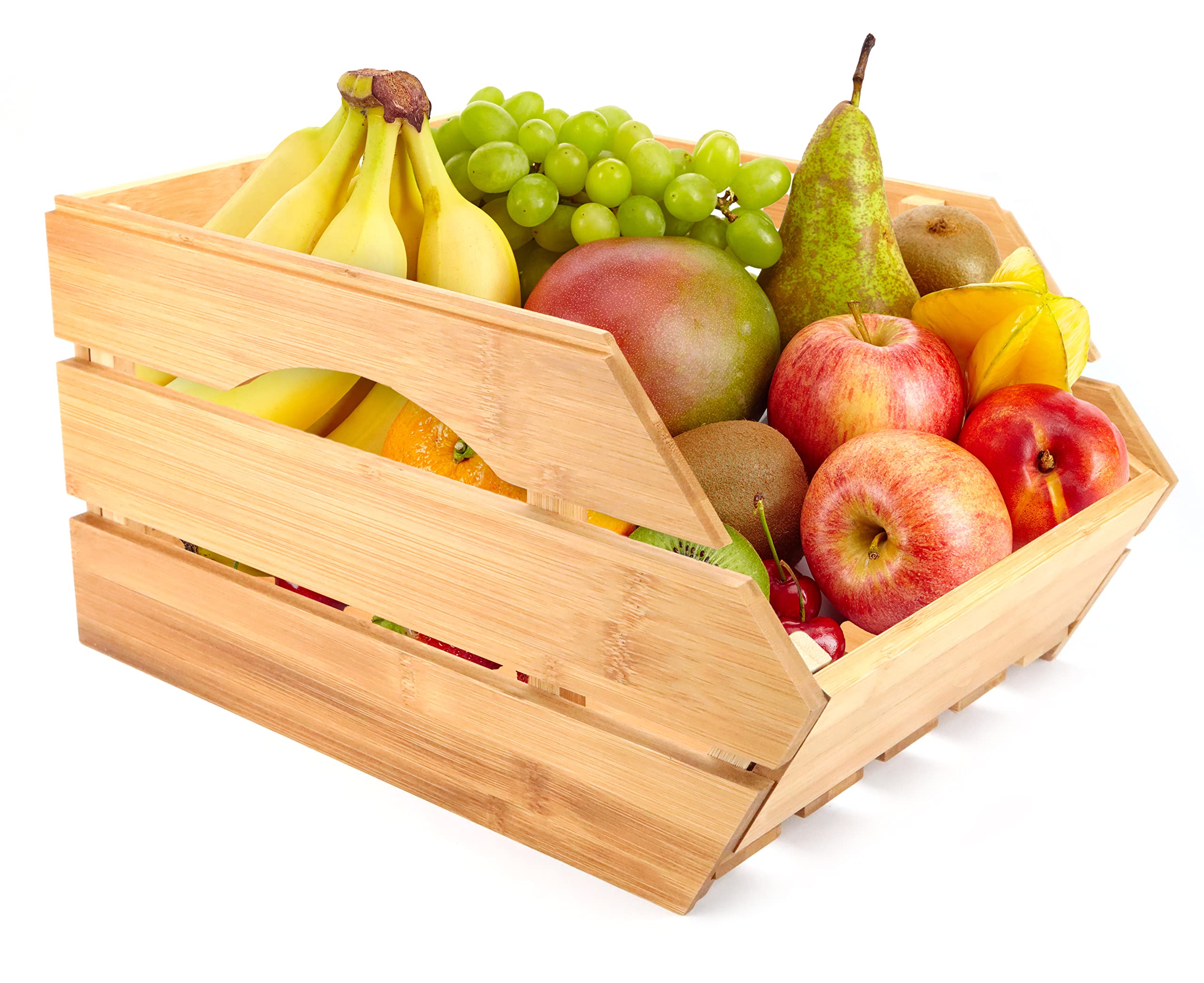 RoyalHouse Bamboo Fruit Bowl - Eco-Friendly Kitchen Countertop Storage for Fruits & Vegetables, Natural Bamboo Serving Basket - Perfect for Dining Table, Kitchen Counter, or Party Snack Display