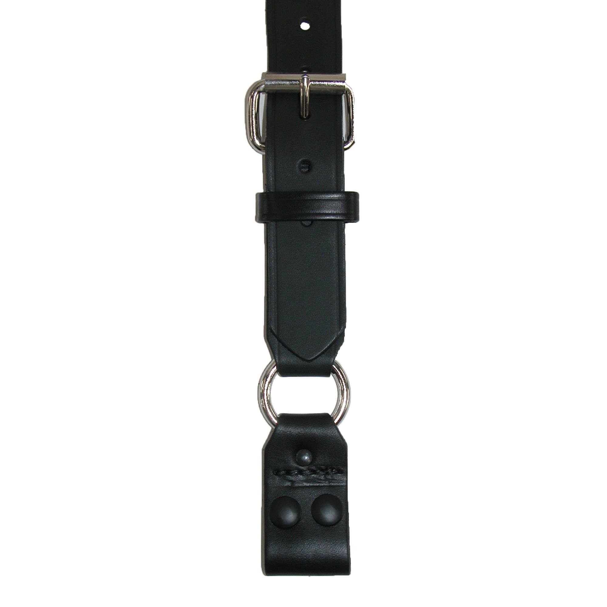 Boston Leather Fireman Work Suspenders with Loop Ends - Durable Black Leather Suspenders for Firefighters, Construction & Outdoor Work