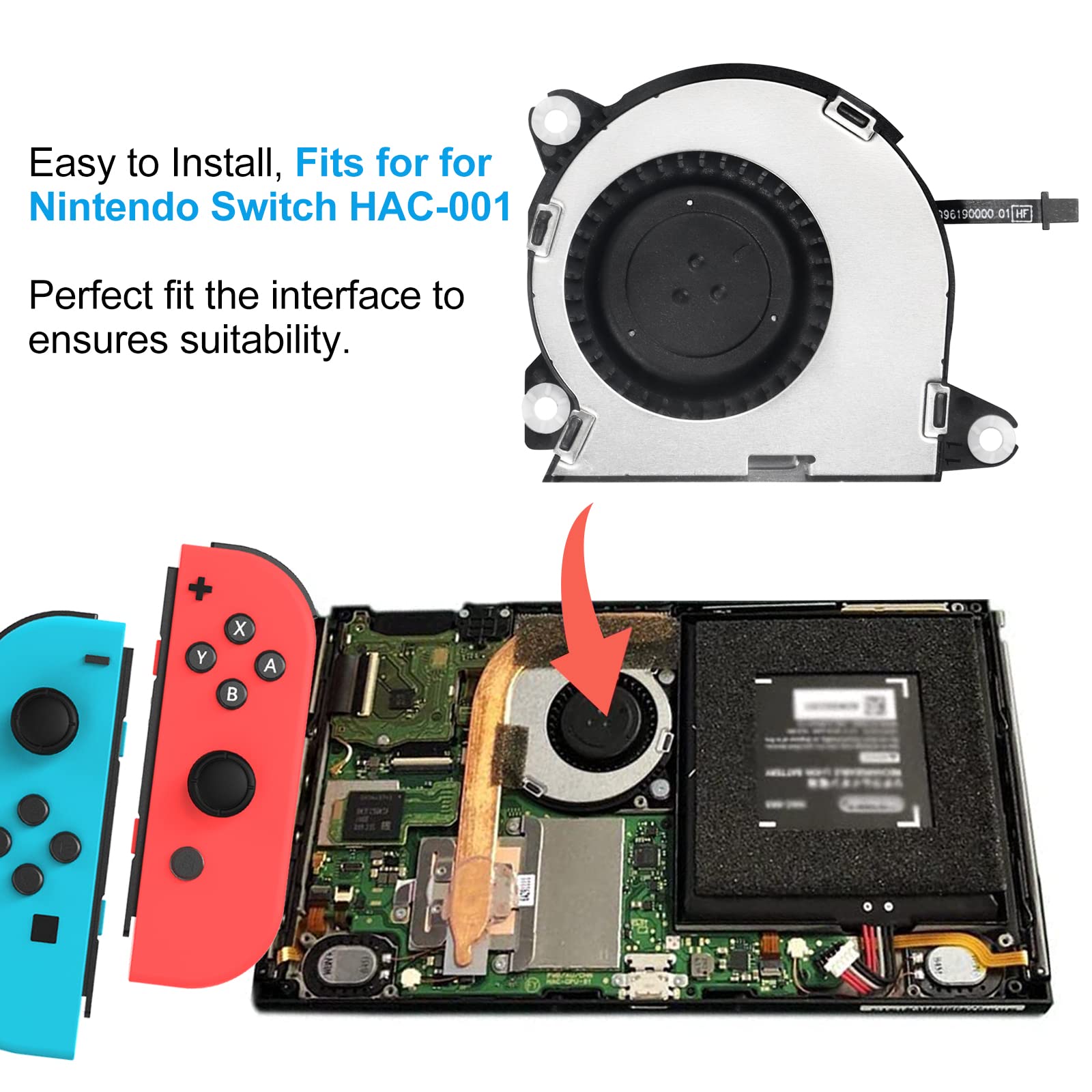 Replacement Internal Cooling Fan for Nintendo Switch HAC-001 NS 2017 Console - CPU Heatsink Cooler with Thermal Compound Paste - Perfect for Gaming, Overheating Prevention & Console Maintenance