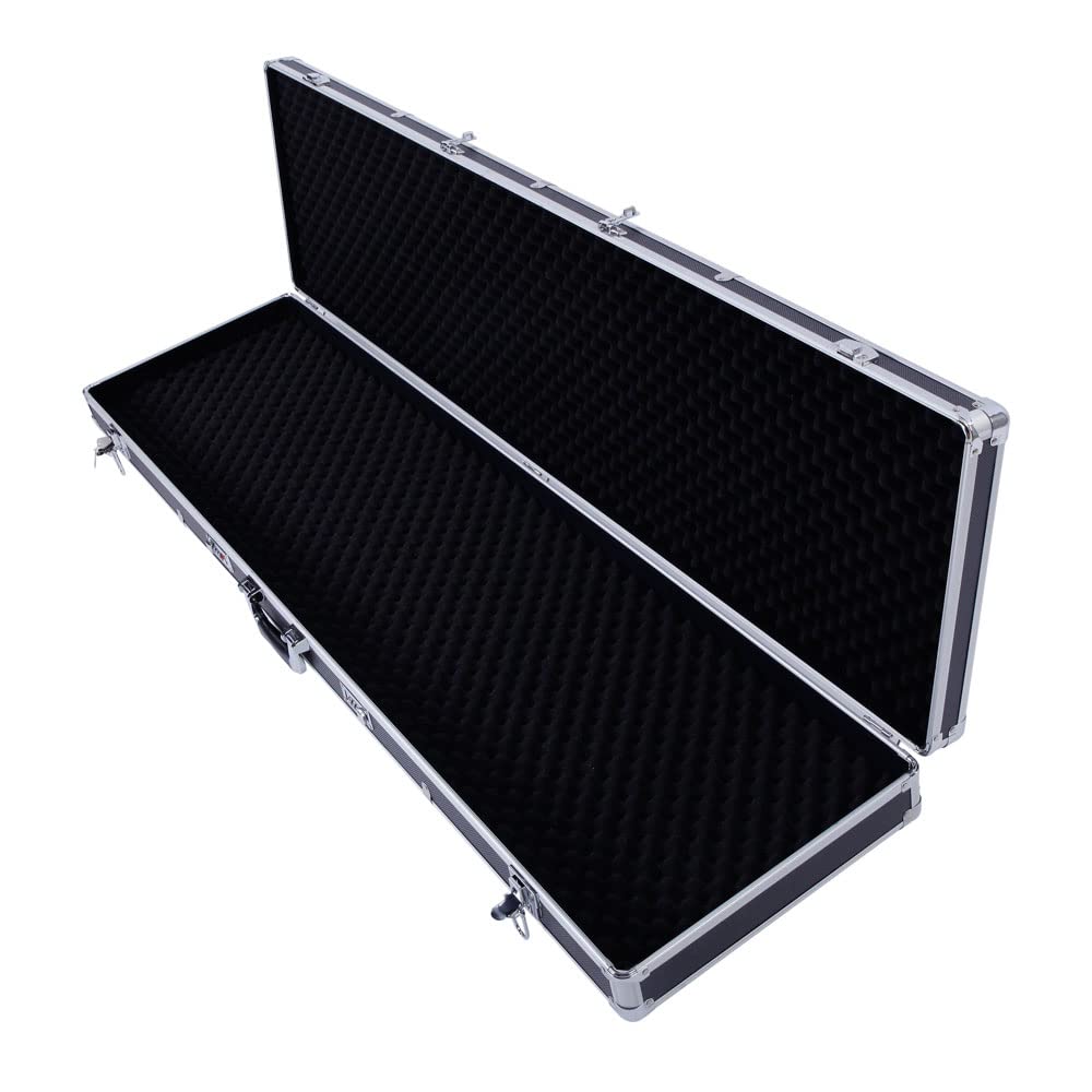 Tactical Aluminum Rifle Gun Case - Lockable Portable Shotgun Storage Box with Padded Foam Interior & Non-Slip Handle - Secure Handgun Lock Box for Firearms & Ammunition - Black | Perfect for Range Transport, Hunting Trips & Home Gun Safe Storage