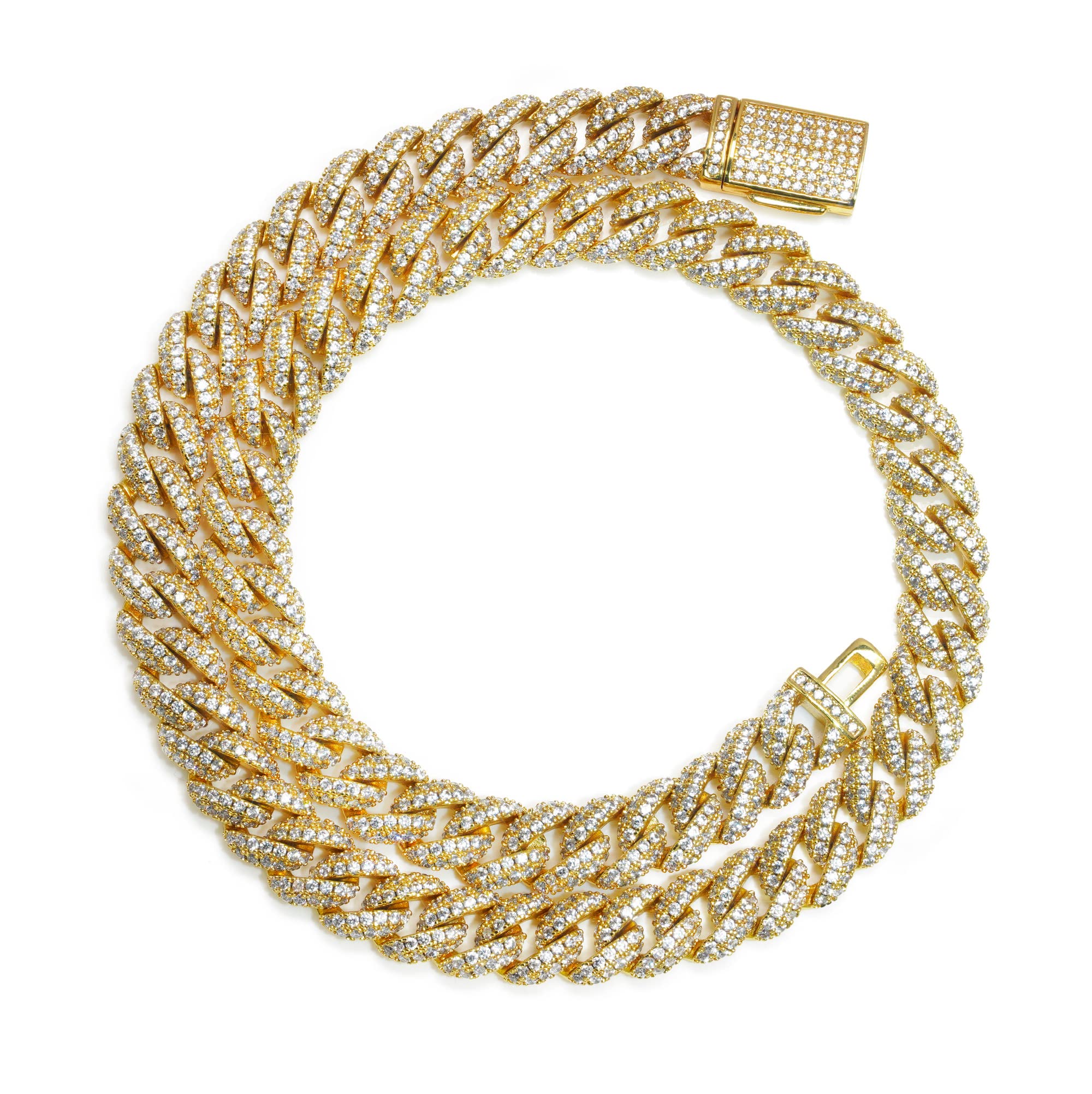 925 Sterling Silver Gold Plated Moissanite 10mm Cuban Chain Necklace for Men - Hip Hop Iced Out Cuban Link Necklace - Perfect Gift for Birthday, Anniversary & Special Occasions