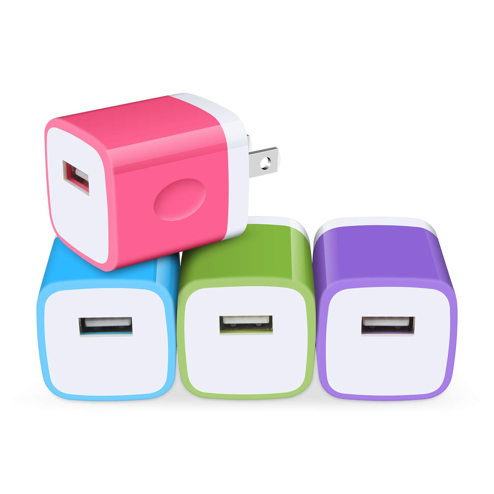4-Pack USB Wall Charger Fast Charging Block - Single Port Power Adapter for iPhone 14/13/12/11/Pro Max/SE/XR/XS/X/8/7/6/6s Plus, Samsung Galaxy, Android Phones & Kindle - Perfect for Home, Office & Travel Charging Needs