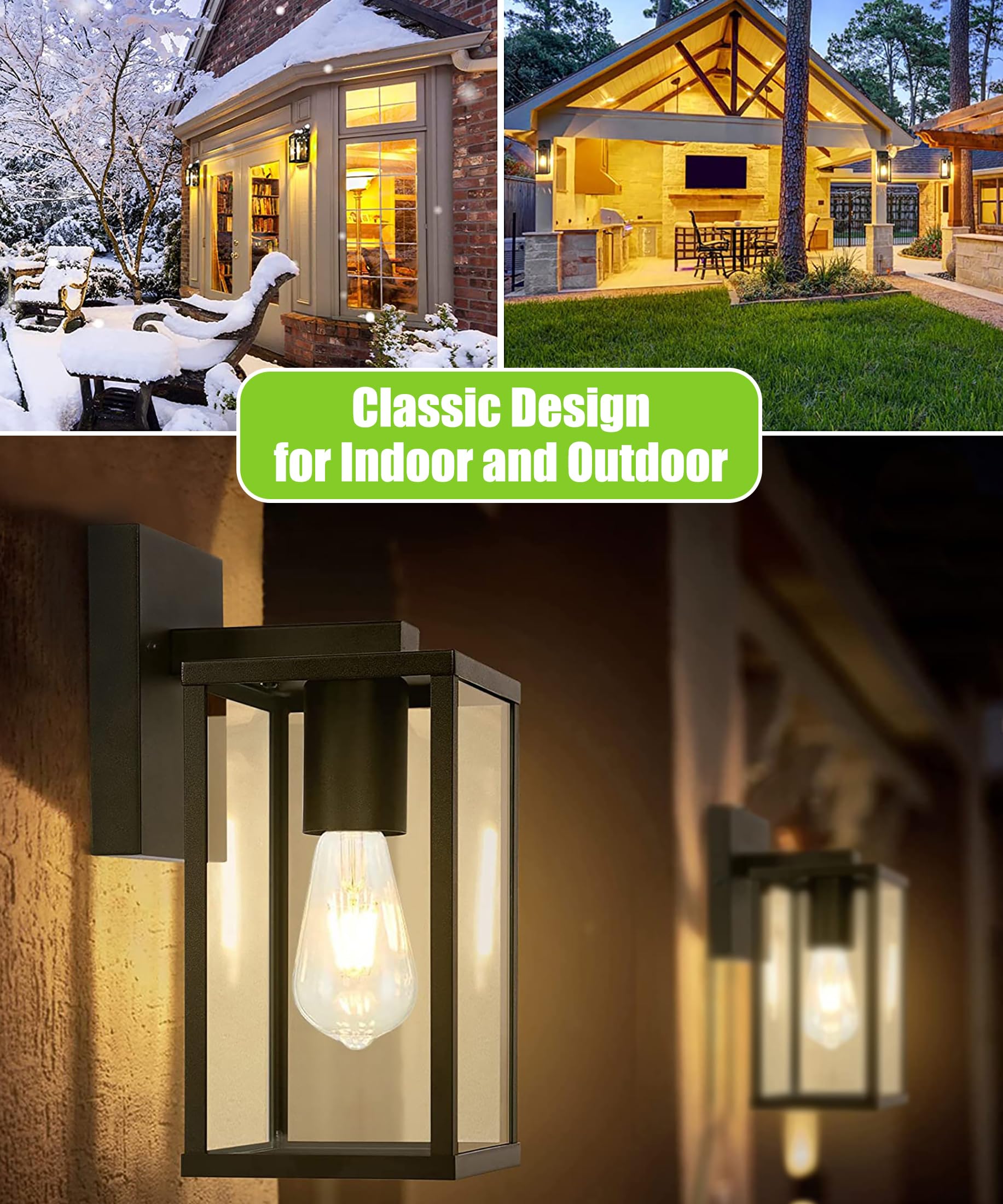 Dusk to Dawn Outdoor Wall Lights - Waterproof Aluminum Porch Sconce for Patio, Garden & Exterior - Modern Matte Black Finish (Bulbs Not Included) - Perfect for Entryway Lighting, Backyard Illumination & Nighttime Safety