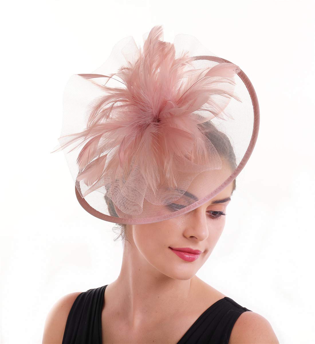 SAFERIN Women's Fascinators Feathers Tea Party Hat - Elegant Veil Headband with Hair Clip for Cocktail, Church, Weddings & Special Occasions | Perfect for Garden Parties, Royal Events & Formal Gatherings