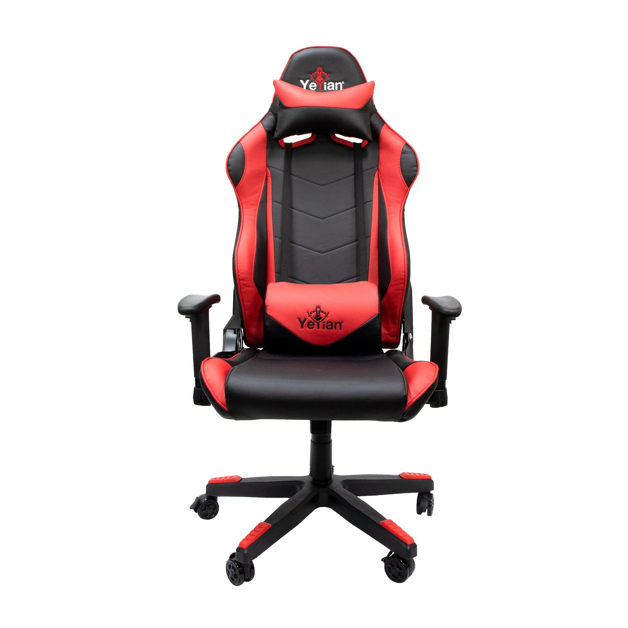 YEYIAN Ergonomic Gaming Chair with Lumbar Support - Adjustable Reclining PC Racing Seat for Esports, Office & Home - High Back Computer Chair with Headrest, Soft Cushion & 330lbs Capacity (Red) - Perfect for Long Gaming Sessions & Work from Home Comfort