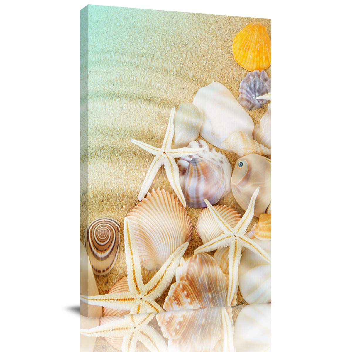 Seashells Underwater Canvas Wall Art - Ocean Theme Giclee Print for Home & Office Decor - 12x8 Inches Ready to Hang - Perfect for Beach House, Living Room, or Coastal Bedroom Decor