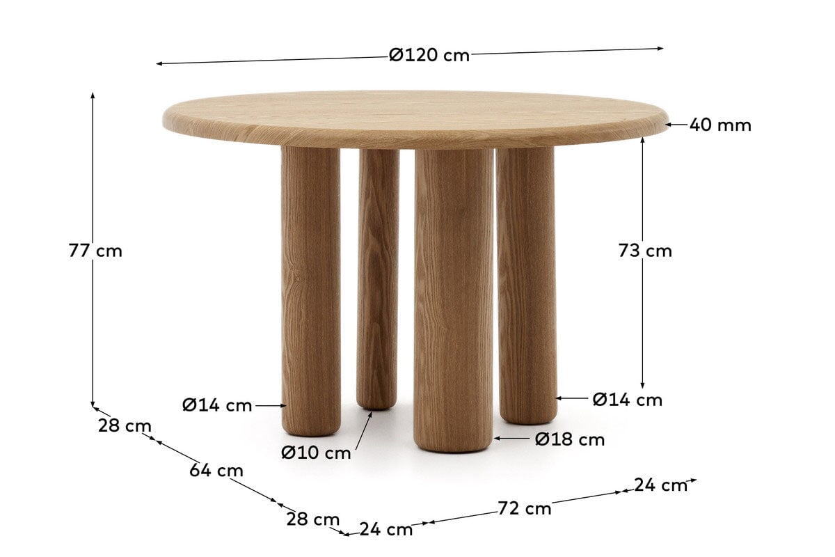Como Maylen Cafe or Breakout Round Table - 47.2 Inch (1200mm) Modern Dining Table for Kitchen, Restaurant & Office Meetings - Perfect for Small Spaces & Collaborative Work Areas