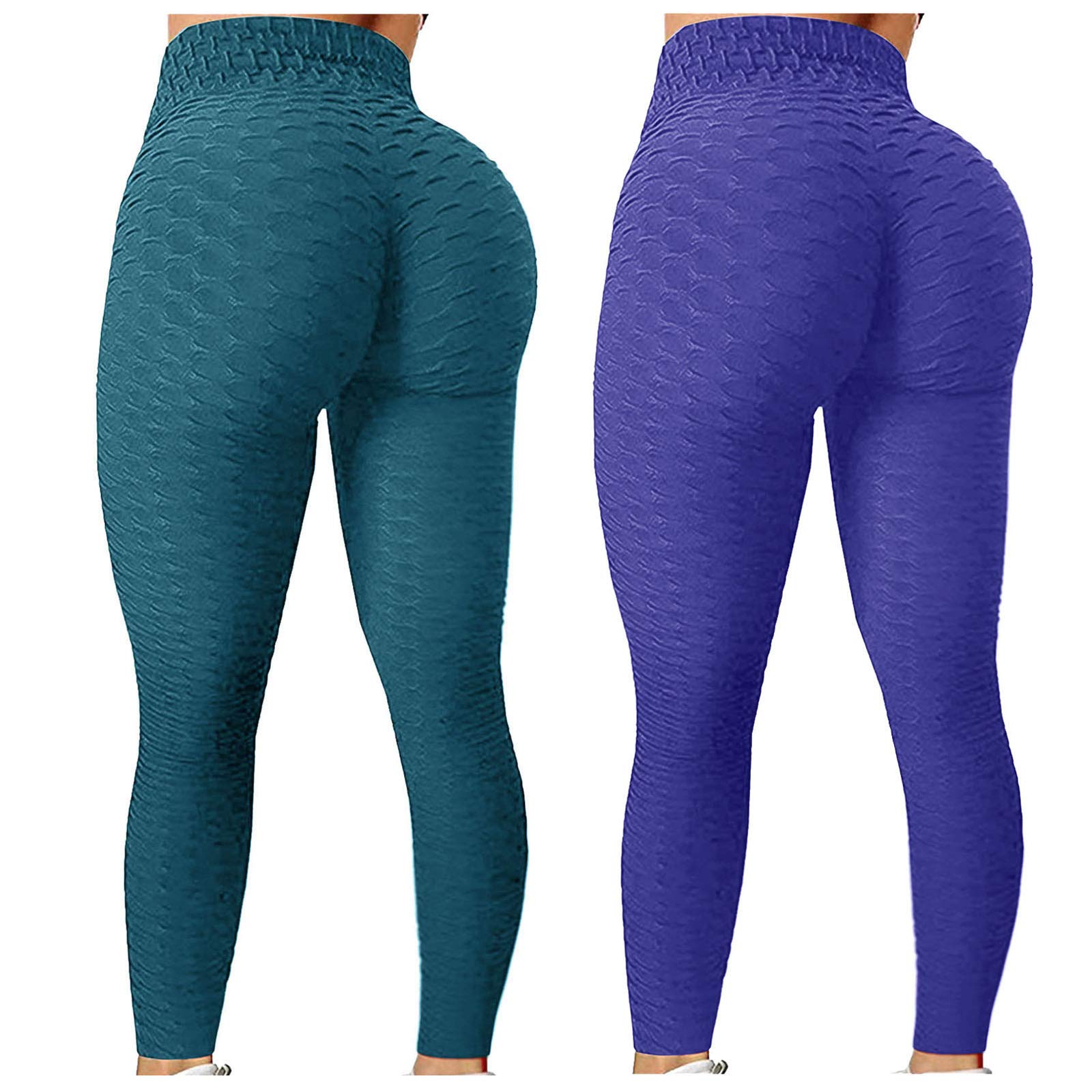 FMCHICO 2 Pack Butt Lifting Anti-Cellulite Yoga Pants for Women - High Waisted Tummy Control Workout Leggings - Perfect for Gym, Running & Everyday Wear
