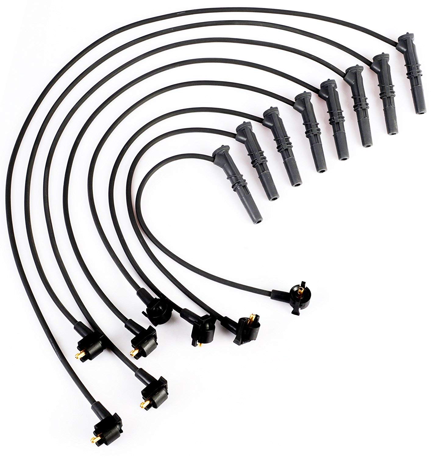 ENA Set of 2 High Performance Ignition Coils with 8 Platinum Spark Plugs & Wires - Compatible with Ford F-150 (1997-1999), Lincoln Town Car (1996-1997) 4.6L V8 - Replacement for FD487 - Improves Engine Power & Fuel Efficiency for Smooth Driving