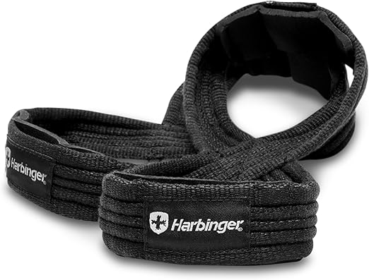 Harbinger Figure 8 Padded Weight Lifting Straps for Gym & Strength Training - Black - Perfect for Deadlifts, Rows & Heavy Lifting