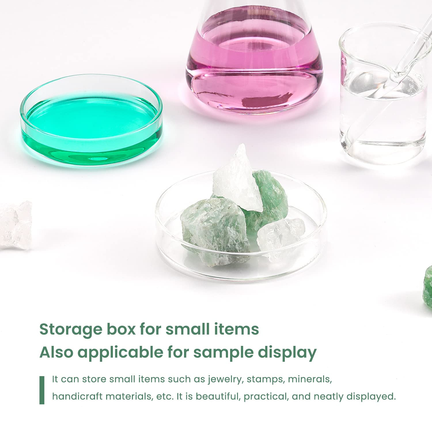 Huanyu 100mm Glass Petri Dish with Lids - High Borosilicate Glass Bacterial Culture Dishes for Lab Science Experiments (5 Pack) - Ideal for Microbiology Studies, Cell Culture, and School Science Projects
