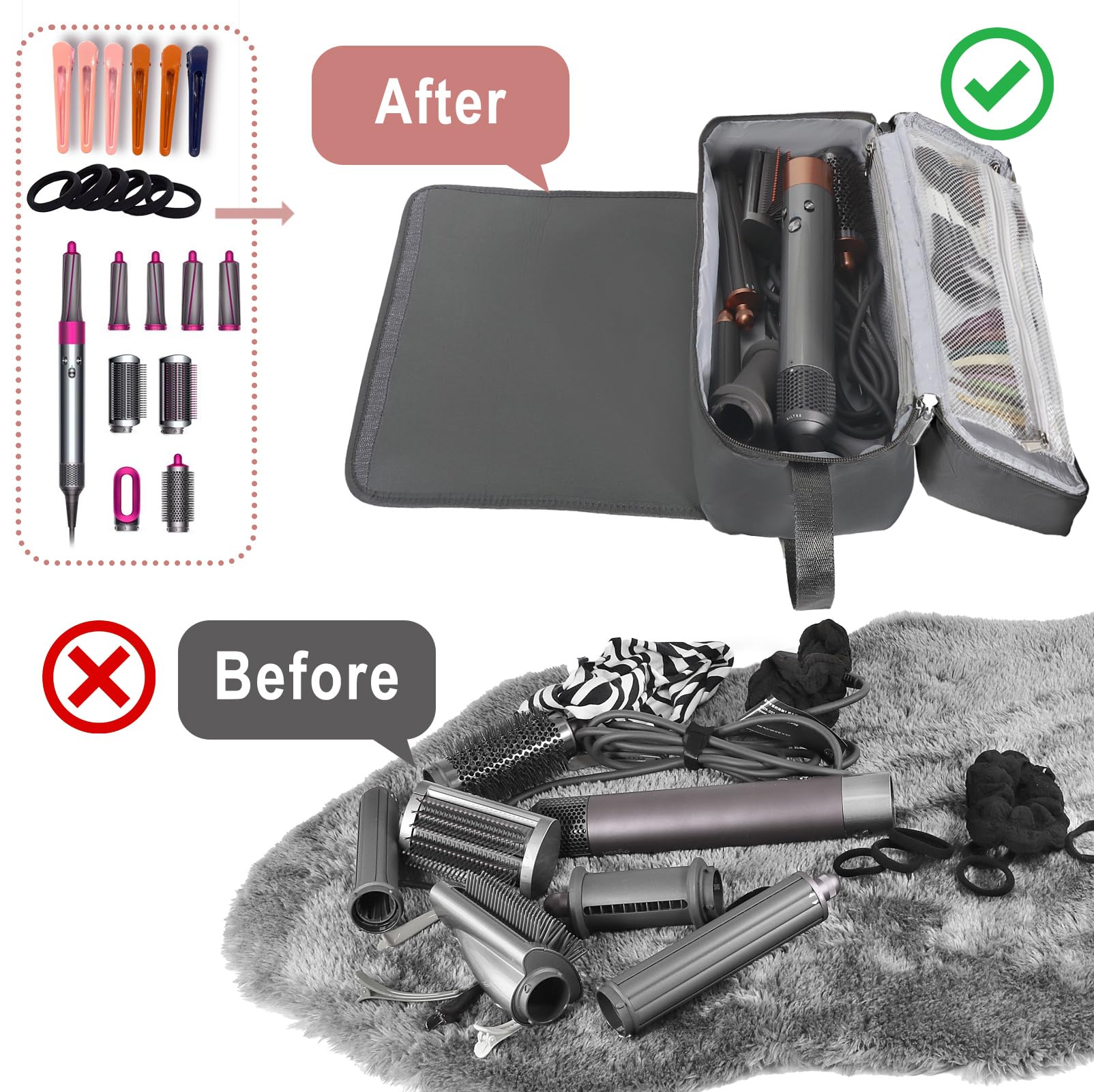 Heat Resistant Hair Tools Travel Bag for Styling Essentials - Perfect for Women's Travel & Salon Visits