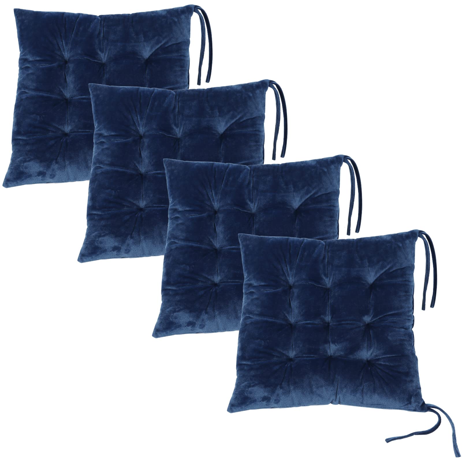 4-Pack Non-Slip Square Chair Cushions with Ties - Soft Comfortable Seat Pads for Kitchen, Dining, Office & Living Room (15.5
