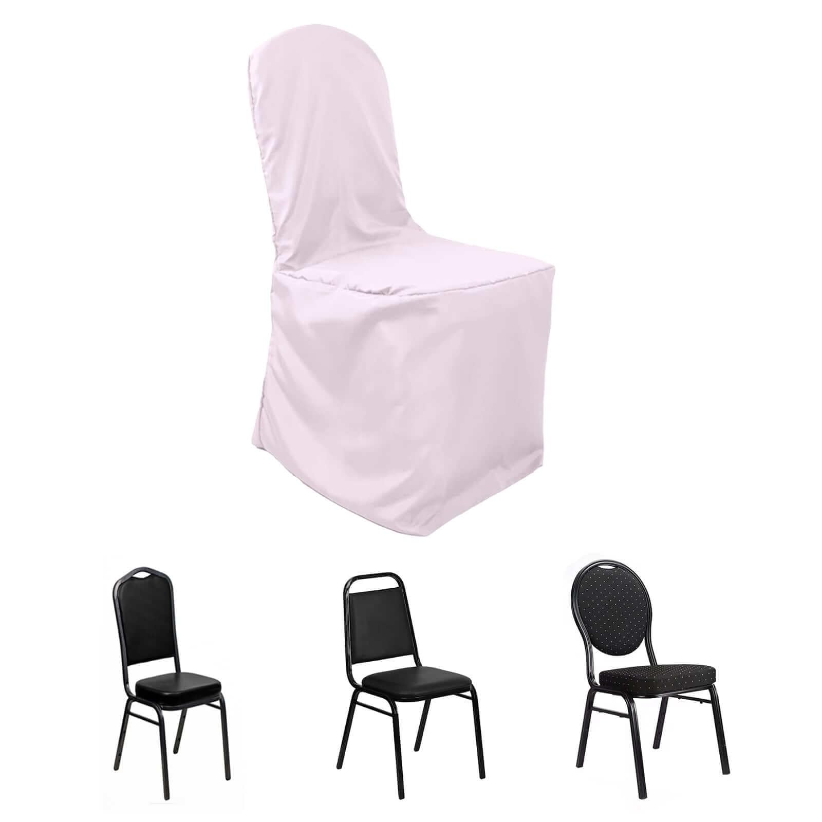 100 Pcs Blush Banquet Chair Slipcovers - Washable Polyester Removable Seat Protectors for Weddings, Parties & Dining Events - Elegant Chair Covers for Home & Event Decor