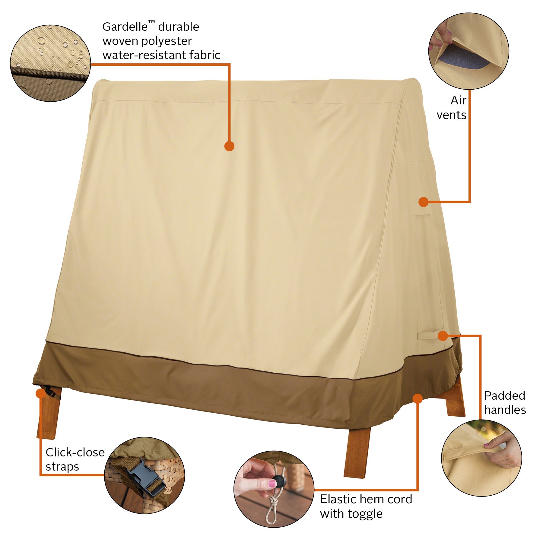 Classic Accessories Veranda 72 Inch A-Frame Swing Set Cover - Water-Resistant Outdoor Protection for Patio, Garden, and Backyard