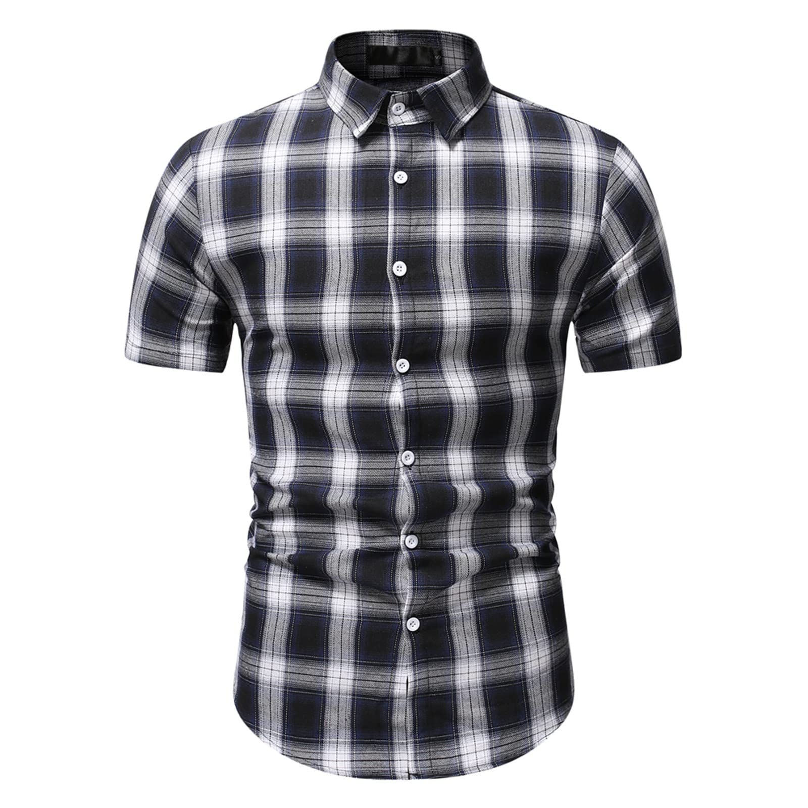 Men's Plaid Short Sleeve Western Shirt | Button Front Casual Regular Fit Lapel Shirt for Men | Perfect for Summer Outings, Country Music Festivals & Western Style Fashion