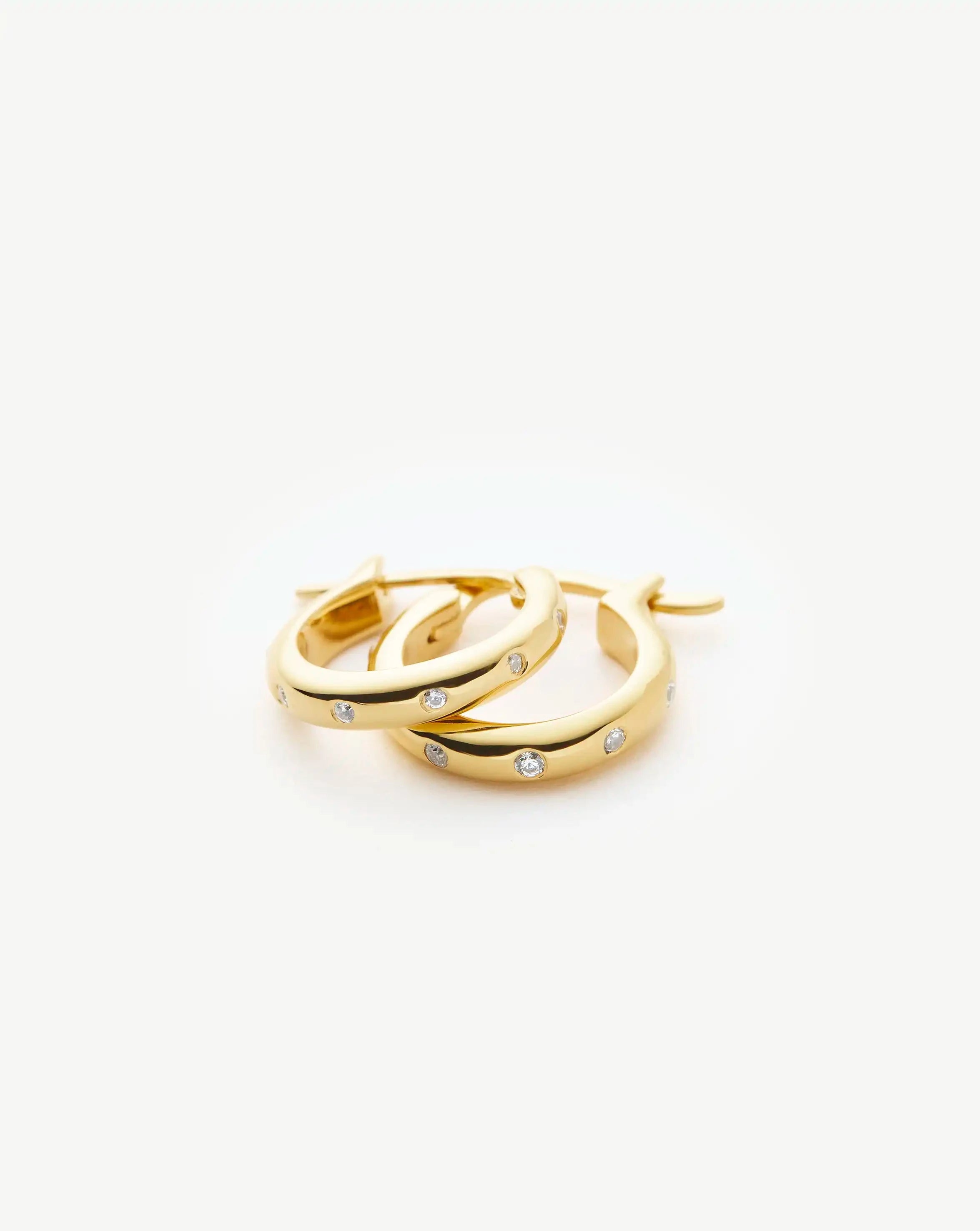 Mini Solar Studded Hoop Earrings for Women - Gold & Silver Small Hoop Earrings - Dainty Everyday Jewelry Gift for Her - Perfect for Work, Date Night & Casual Outfits