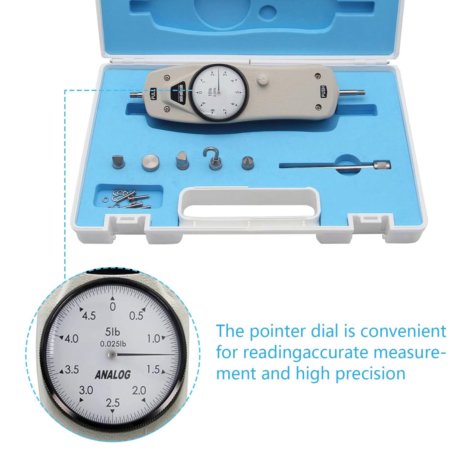 Digital Force Gauge 5LB - Push Pull Tension Compression Tester with Calibration Certificate & Carrying Case - Perfect for Industrial Quality Control, Material Testing, and Product Durability Evaluation
