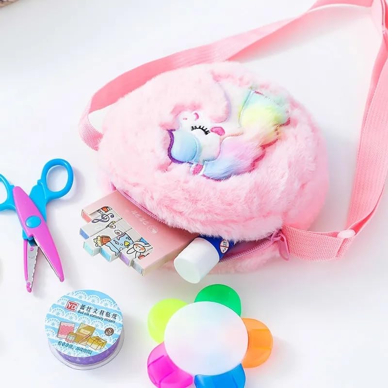 Sanjis Enterprise Multicolor Canvas Cartoon Sling Shoulder Bag for Baby Girls & Kids - Perfect for School, Travel & Daily Use (Multicolor)