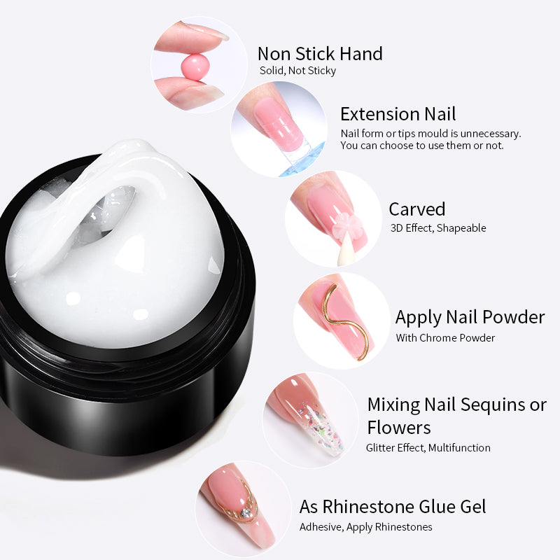 Non Stick Hand Extension Nail Gel NSG02 Milky White 15ml - Professional DIY Nail Art Kit for Home Salon & Party Glam Looks