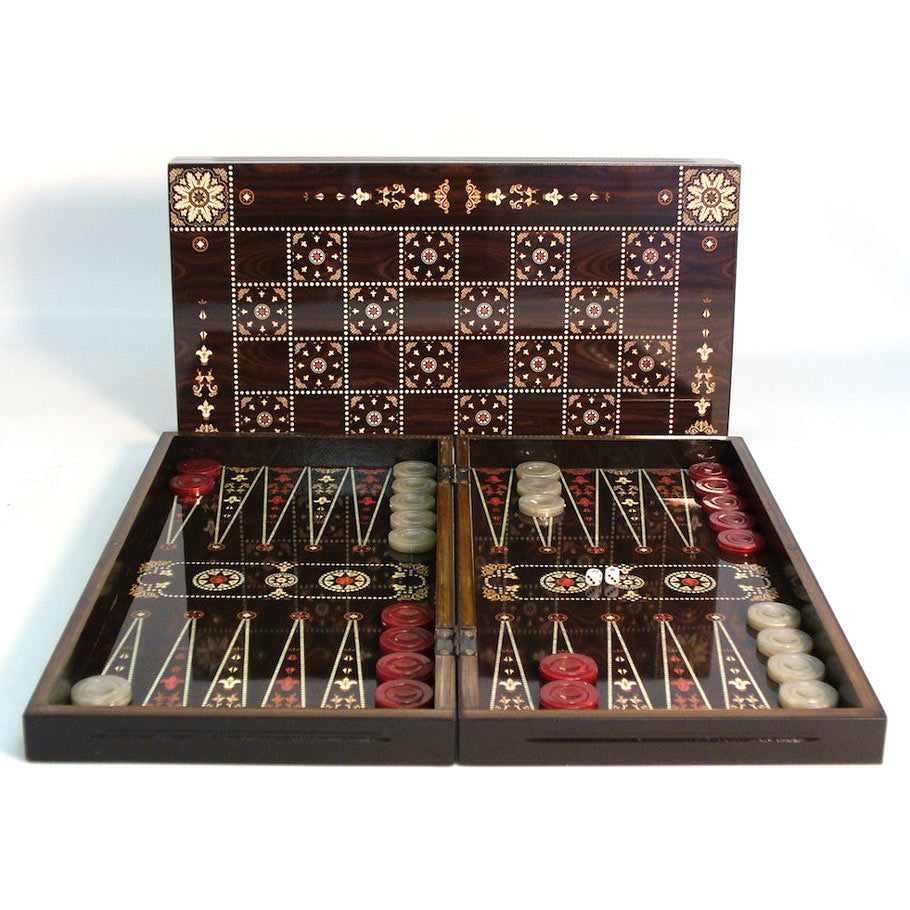 Vintage 19-Inch Flower Decoupage Backgammon Set - Classic Wooden Board Game for Adults & Family Game Night, Travel, and Home Decor