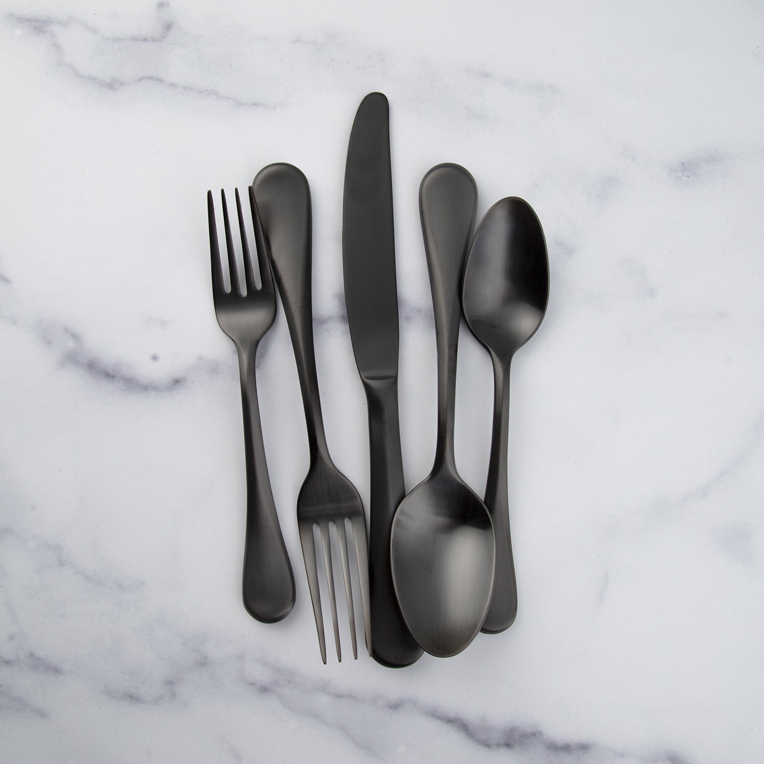 Eloquence Black Satin 20-Piece Flatware Set - Premium Stainless Steel Cutlery Set for Formal Dining, Wedding Gifts & Elegant Dinner Parties