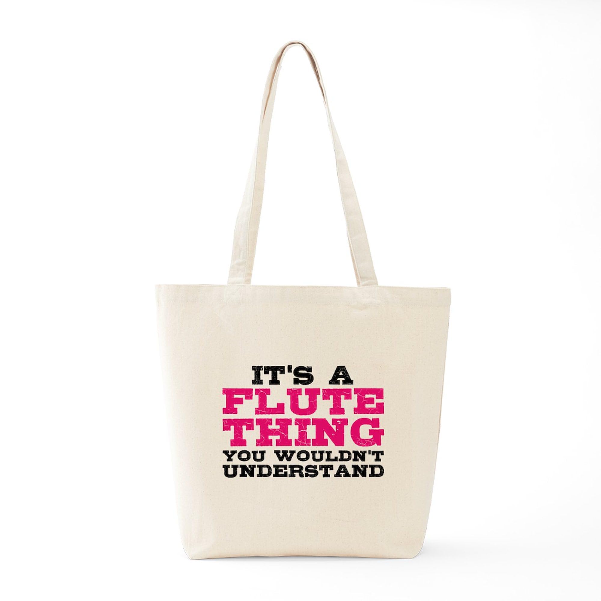 Flute Lover Tote Bag - Natural Canvas Reusable Shopping Bag for Groceries, Books & Music Accessories | Eco-Friendly & Durable