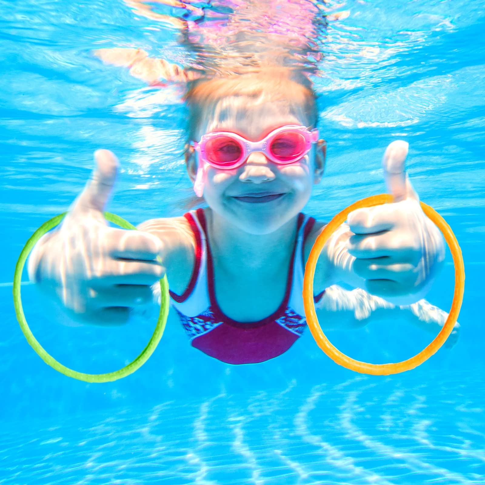 BLUE PANDA 12 Pack Colorful Pool Dive Rings for Kids - 6 Inch Underwater Swimming Toys, Sinking Pool Games for Summer Fun - Perfect for Pool Parties, Swimming Lessons & Backyard Water Play