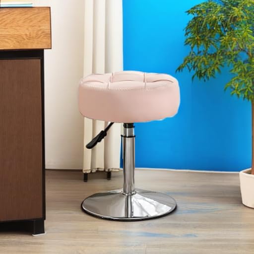 LUE BONA Adjustable Vanity Stool with 360° Swivel - Pink Faux Leather Makeup Chair for Bathroom, Bedroom & Living Room - Perfect for Dressing Table, Cosmetics Organization & Home Decor