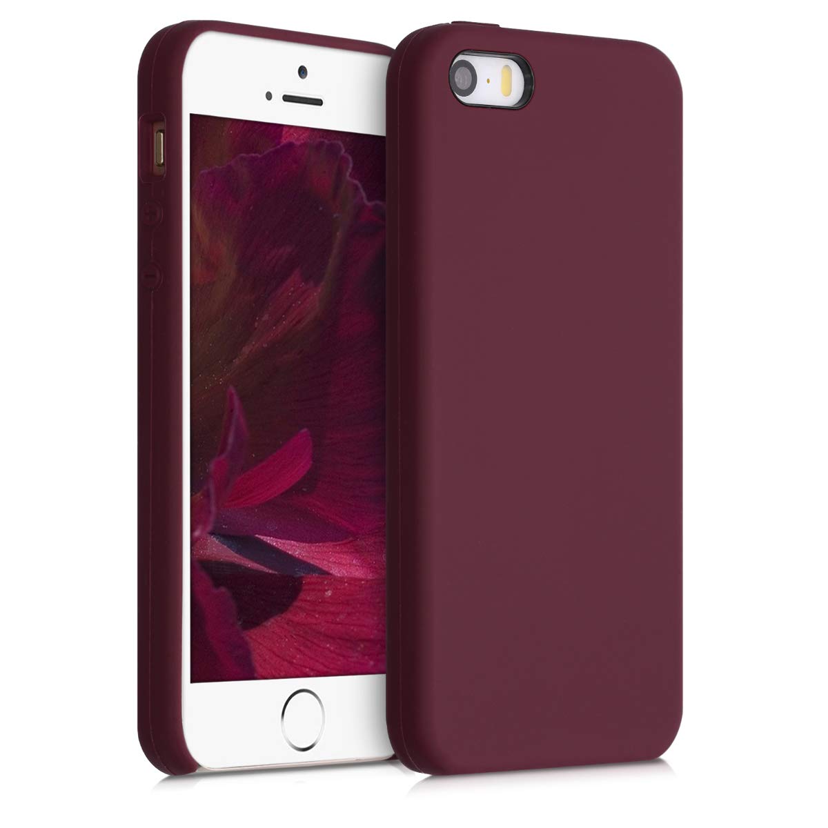 kwmobile Premium TPU Silicone Phone Case for Apple iPhone SE (1st Gen 2016) / iPhone 5 / iPhone 5S - Soft Finish Protective Cover in Tawny Red - Perfect for Everyday Use, Work & Travel