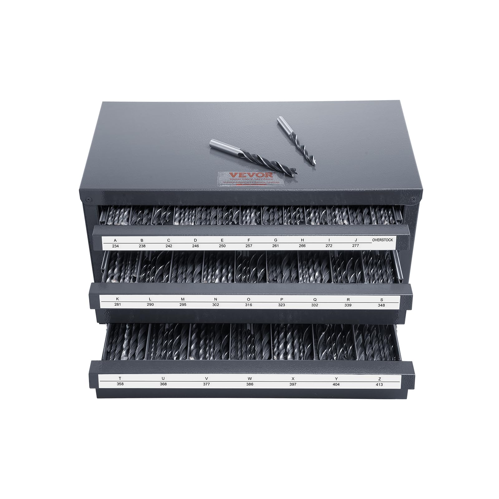 VEVOR 3-Drawer Drill Bit Organizer Cabinet - 27-Compartment Steel Drill Bit Storage for Letter Sizes A-Z | Workshop Tool Organization & Garage Storage Solution