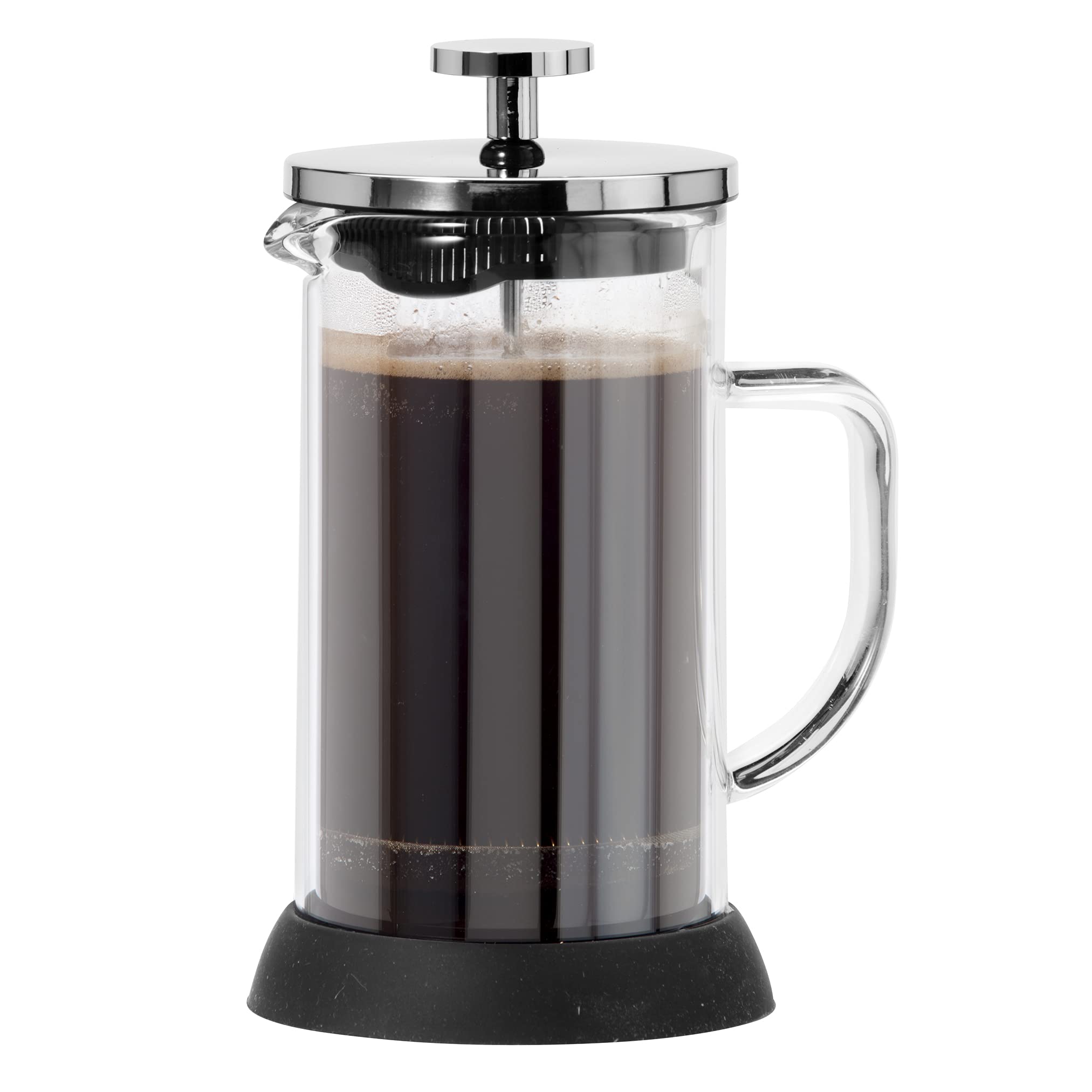 Oggi Glass French Press Coffee Maker (12oz) - Borosilicate Glass, Single Cup Coffee Press with Stainless Steel Lid, 3 Cup Capacity - Perfect for Home, Office & Travel Use