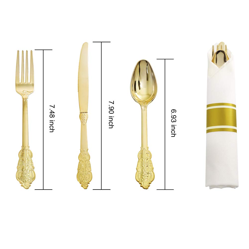 Liacere 102-Piece Pink Plastic Plates & 30-Pack Gold Plastic Cutlery Set - Perfect for Birthday Parties, Weddings, and Outdoor Events
